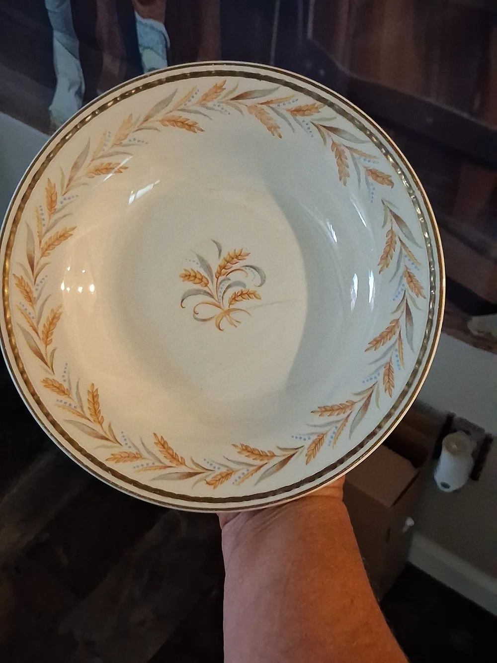 Homer Laughlin Cream and Gold Wheat Motif Serving Bowl